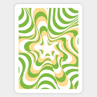 Abstract Groovy Retro Liquid Swirl Green Yellow Pattern Sticker